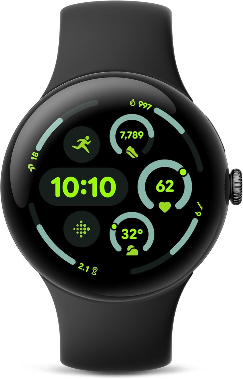 Google Pixel Watch 3 45 мм (2024), Wi‑Fi, AMOLED, GPS, черный