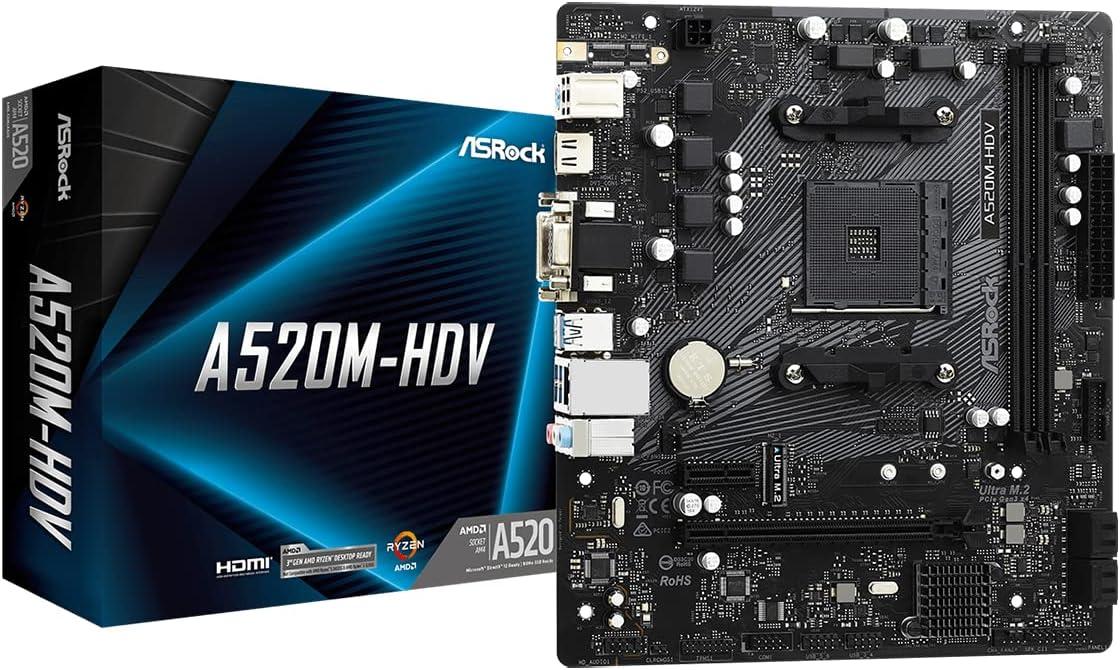 ASRock A520M-HDV: Micro ATX, AMD A520, DDR4 4733+ (OC)